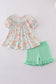 Green springtime bloom smocked girl set