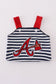 Red Georgia Atlanta Braves applique boy stripe bubble