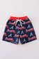 Navy Georgia Atlanta Braves dad & boy swim trunks