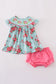 Rosebud bliss print smocked girl bloomer set