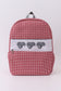 Red Alabama embroidery gingham backpack
