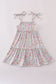 Mint pink floral print mom&me tiered dress