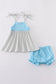Blue farm chicken embroidery bloomer set