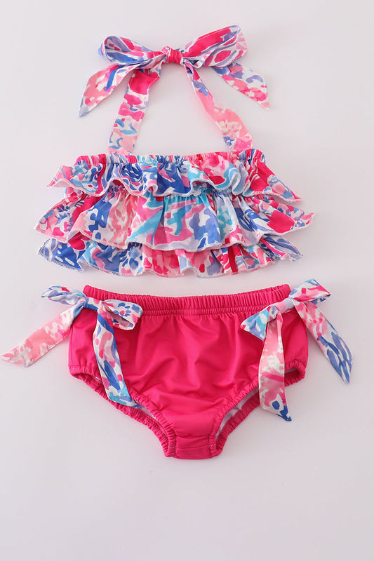 Pink Paradise Reef print 2pc swimsuit