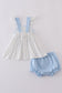 Blue bow classic lattice charm bloomer set