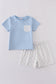 Blue classic lattice charm shorts set