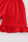 Blue flag embroidery bow gingham ruffle shorts set
