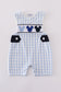 Navy character embroidery gingham jonjon
