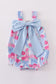 Blue floral bow print bubble