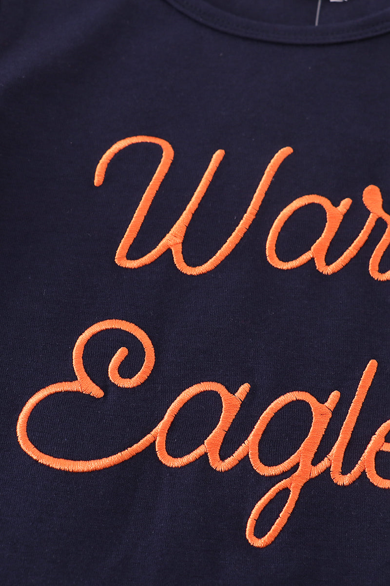Navy Auburn War Eagle bow applique dress