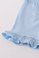 Blue floral print ruffle shorts set