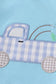 Blue truck fishing applique shorts set