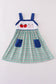 Blue apple french knot plaid dress