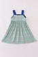 Blue apple french knot plaid dress