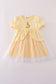 Yellow princess embroidery ruffle dress