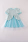 Sky princess embroidery ruffle dress