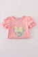 Pink floral character applique dress