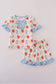 Apple pencil print ruffle shorts set