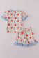 Apple pencil print ruffle shorts set