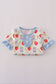 Apple pencil print ruffle shorts set