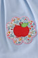 Blue apple floral applique ruffle dress