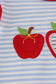 Red stripe apple embroidery ruffle bubble