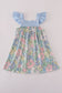 Blue floral print ruffle dress