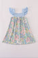 Blue floral print ruffle dress