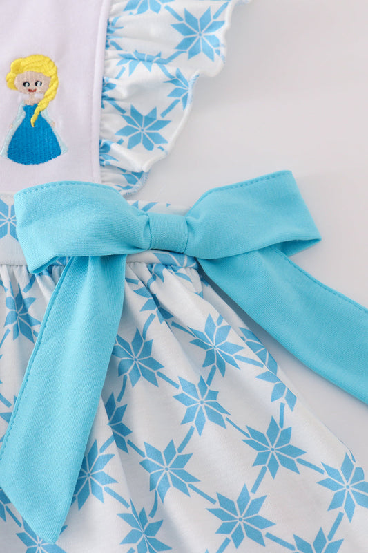 Blue character embroidery bloomer set