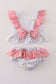 Floral stripe ruffle 2pc swimsuit UPF50+