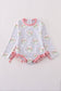 Floral stripe long sleeve swimsuit UPF50+