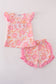 Pink Floral Ruffle Shorts Set