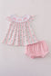 Pink Bow Embroidered Bow Bloomer Set