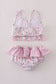 Pink bow embroidery 2pc swimsuit set UPF50+