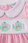 Pink teapot embroidery puff sleeve bloomer set