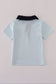 Blue stripe character embroidery button down shirt