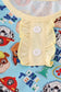 Blue character print ruffle pajamas set