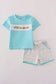 Blue taco embroidery stripe shorts set