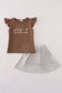 Brown  god's country embroidery skorts set
