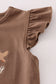 Brown  god's country embroidery skorts set