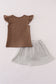Brown  god's country embroidery skorts set