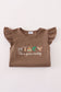 Brown  god's country embroidery skorts set
