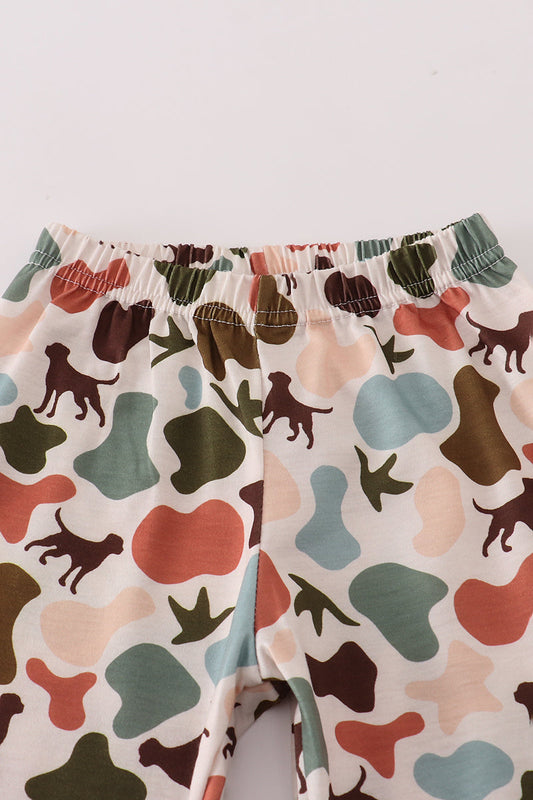 Green hunting print pants set