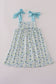 Blue floral print bow dress