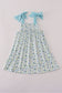 Blue floral print bow dress