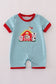 Blue stripe farm applique romper