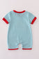 Blue stripe farm applique romper