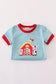 Blue stripe farm applique romper