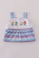 Purple stripe mermaid embroidery ruffle shorts set