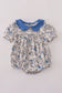 Blue vintage floral print bubble